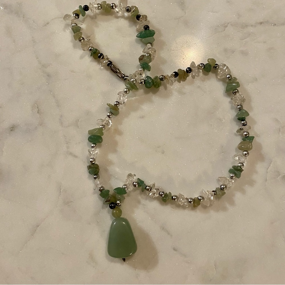 Green Crystal and Stone Jade necklace